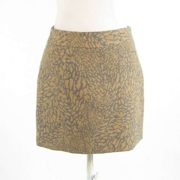 Beige gray abstract ANN TAYLOR LOFT A-line skirt 2 - Picture 12 of 13